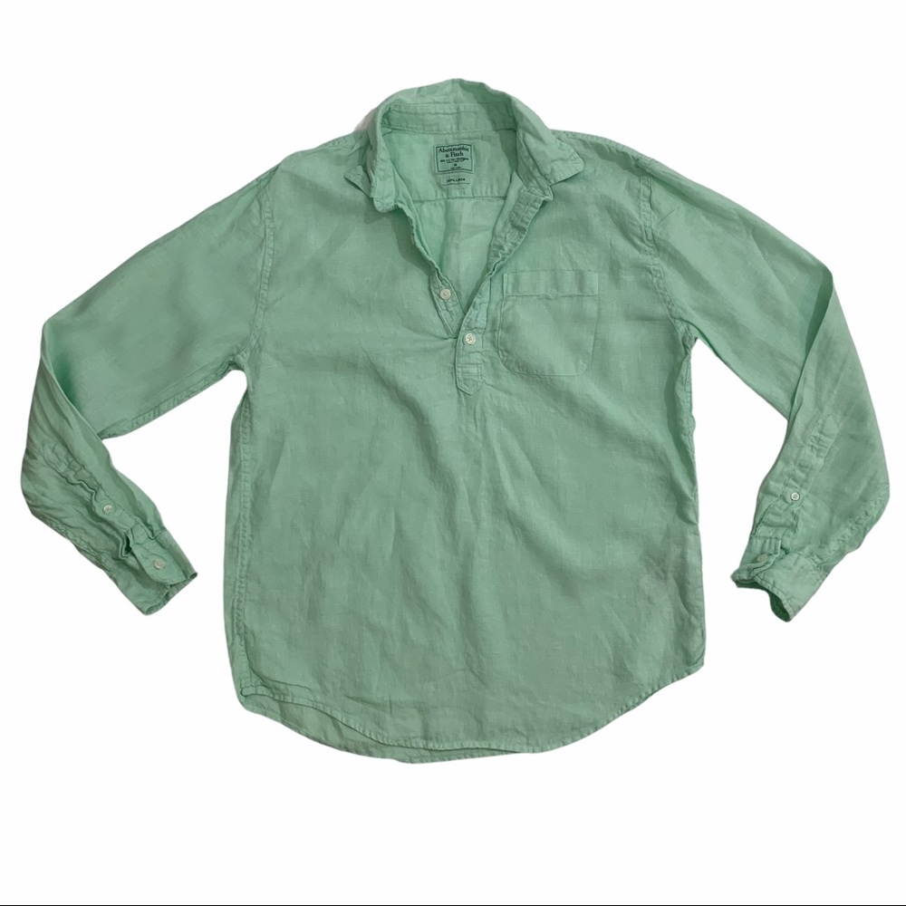 Abercrombie & Fitch mint green linen top